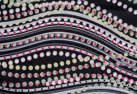 Abstract line and dot  pattern fabric close up background.