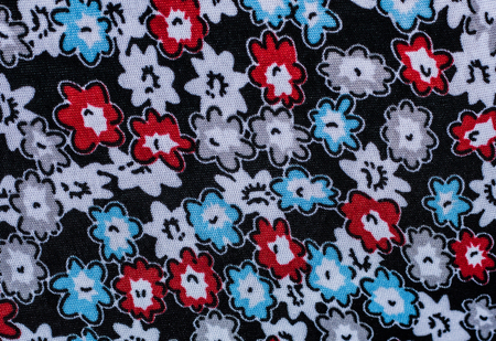 Flower print fabric close up background.の写真素材
