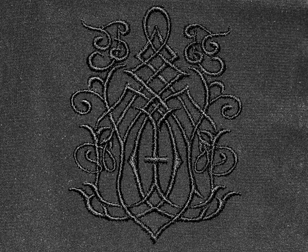 European style embroidery on black fabric.の写真素材