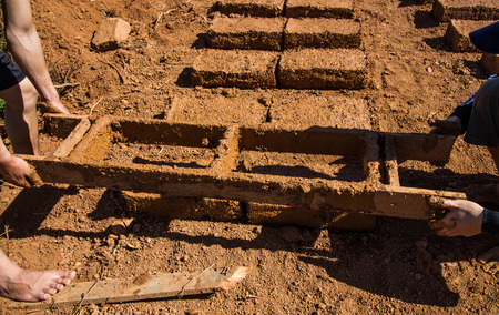 How to make earthen  brick.の写真素材
