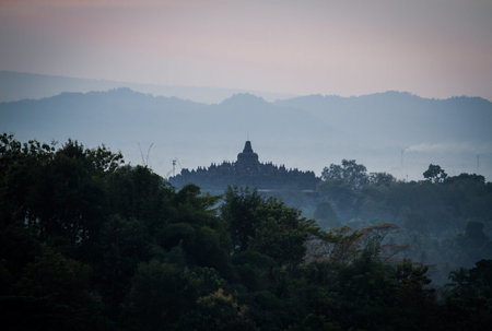 Borobudur sunrise view from Setumbu Hill.