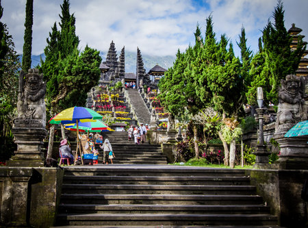 BALI,INDONESIA - AUGUST 19: Hindu and tourist visiting Pura Besakih  on August 19, 2016 in Bali, Indonesia.The other name of Pura Besakih is Mother temple.のeditorial素材