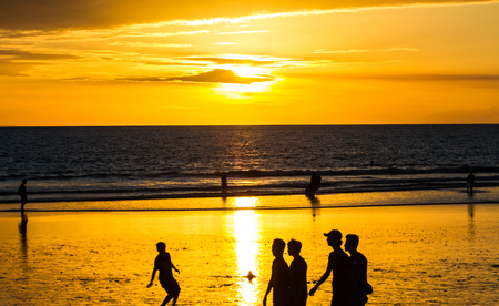 View of sunset at Kuta beach .の写真素材