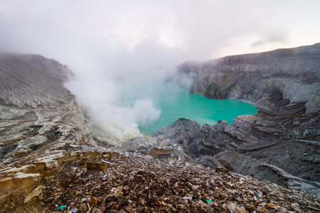 Kawah Ijen sulfer lake in Java island,Indonesia.