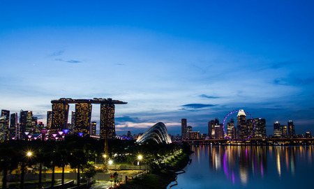Singapore city skyline in the evening.のeditorial素材