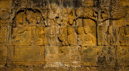 Low relief at Borobudur in Yogyakarta,Indonesia.
