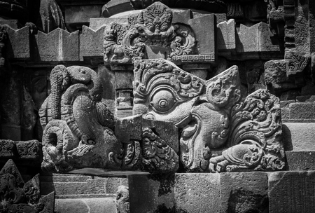 Stone carvings in Prambanan temple.の写真素材