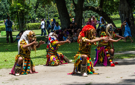 YOGYAKARTA,INDONESIA-AUGUST 28 :Dancer performing Monster dance in Prambanan temple in Yogyakarta,Indonesia on August 28,2016.This show very attraction for visitor.のeditorial素材
