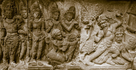 Detail of Prambanan temple in Yogyakarta,Indonesia.の写真素材