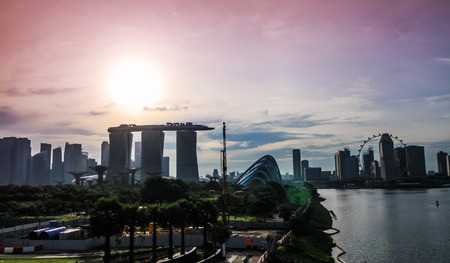 Silhouette of Singapore city when got the sunlight.のeditorial素材