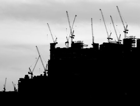 Silhouette of the building construction.の写真素材
