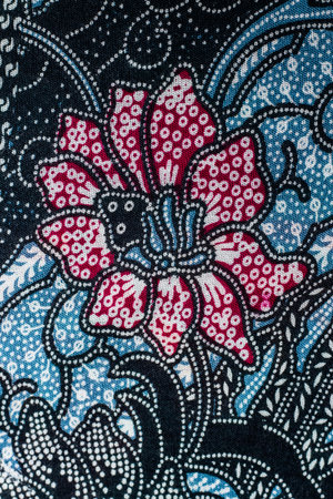 Abstract flower print fabric close up background.の写真素材