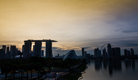 Silhouette of Singapore city when got the sunlight.のeditorial素材