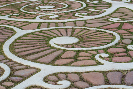Buddhist temple floor decoration in Thailand.の写真素材