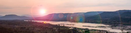 Sunrise above Mekong river border of Thailand and Laos.