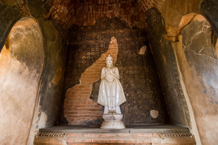 Buddha image in Bagan pagoda,Myanmar.の写真素材