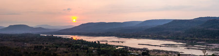 Sunrise above Mekong river border of Thailand and Laos.