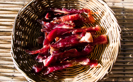 Dried pork in the basket.の写真素材