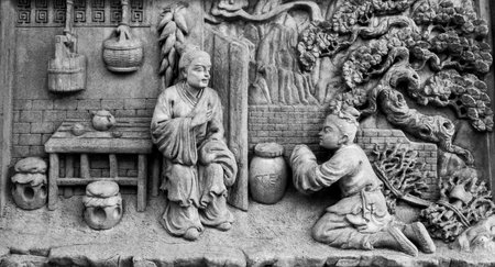 Chinese stone carving in Chinese temple.
