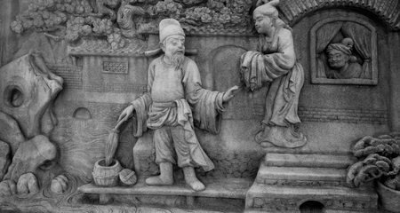 Chinese stone carving in Chinese temple.の写真素材