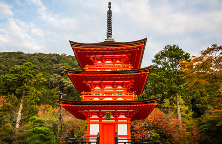 Pagoda at Kiyomizu - dera temple, Kyoto.のeditorial素材