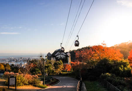 KOBE,JAPAN- NOVEMBER 30,2019:Middle station of cable car at Kobe Nunobiki herb gardens at Kobe ,Japan.Visitors can go by cable car or walk to central station and top station.のeditorial素材