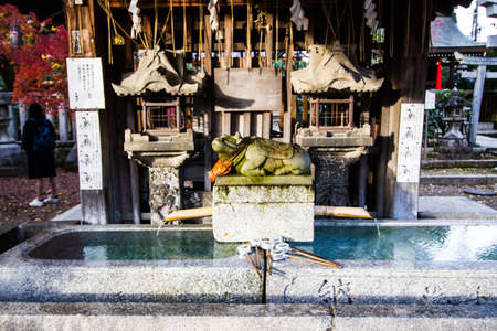 Rock cow carving in Kitano Tenmangu shrine,Kyoto.のeditorial素材