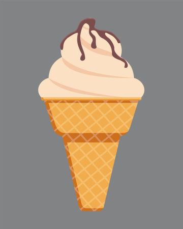 Waffle ice cream in a mug with chocolate - vector illustrationのイラスト素材