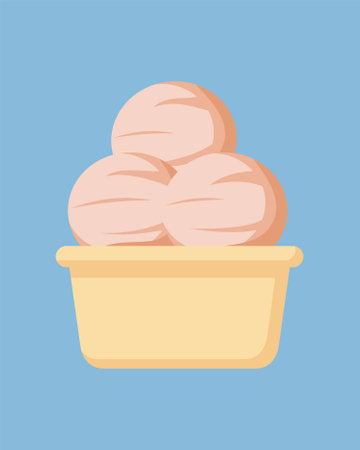 Cream ice cream in a paper cup - a stylish illustrationのイラスト素材