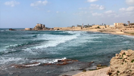 Ancient Caesarea. Mediterranean Sea Viewの写真素材