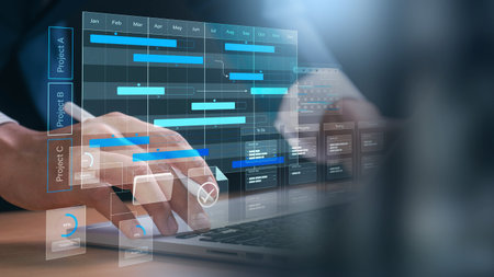 Project planning and workflow management dashboard. task management system with a Gantt chart, to do...
