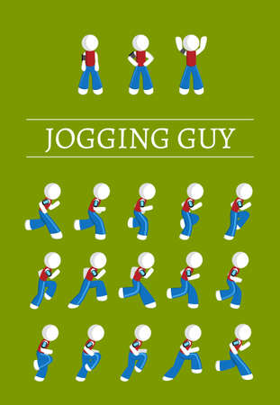 Jogging and standing stick man guy sheetのイラスト素材