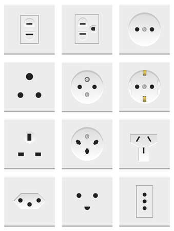 A set of various electric sockets isolated on white backgroundのイラスト素材