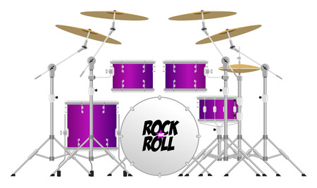 Big modern drum kit with tom, snare, bass and cymbalsのイラスト素材