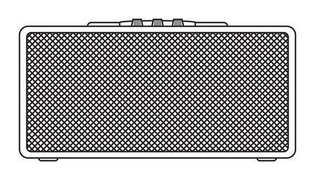 Classic guitar and bass amplifier outlined and in black and whiteのイラスト素材