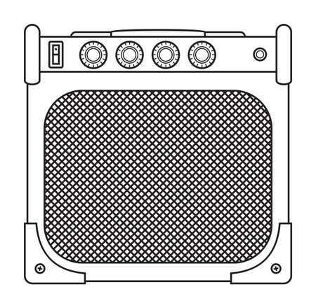 Classic guitar and bass amplifier outlined and in black and whiteのイラスト素材