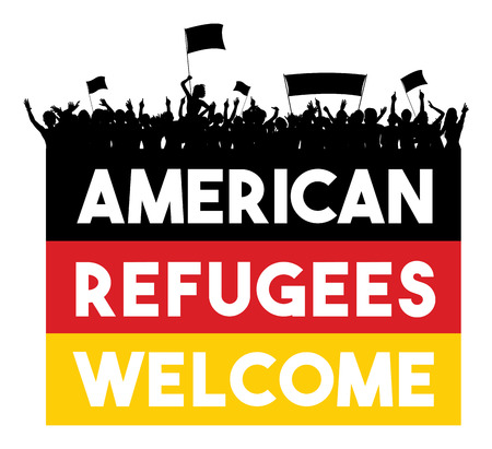 German flag with slogan American Refugees Welcomeのイラスト素材
