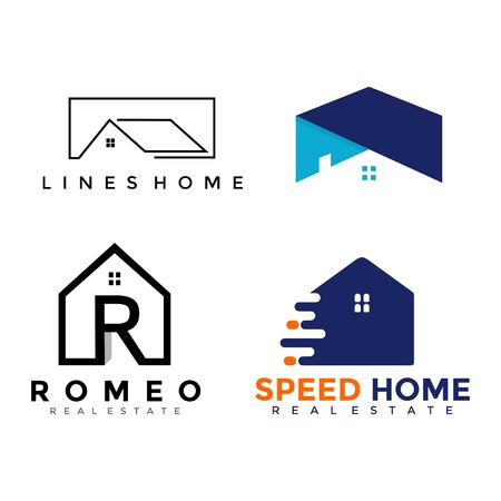 4 Set Logo Home Business Vectorのイラスト素材