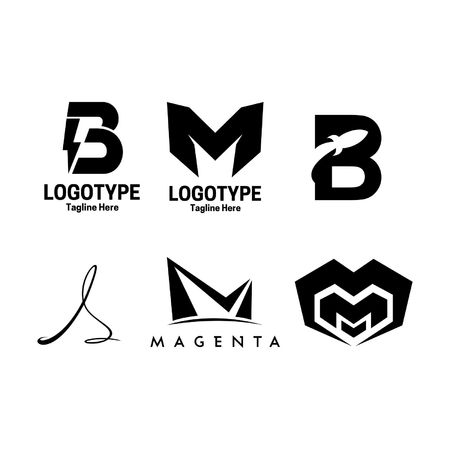 6 Set Letter Logotype in isolated backgroundのイラスト素材