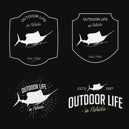Vintage label fishing outdoorのイラスト素材