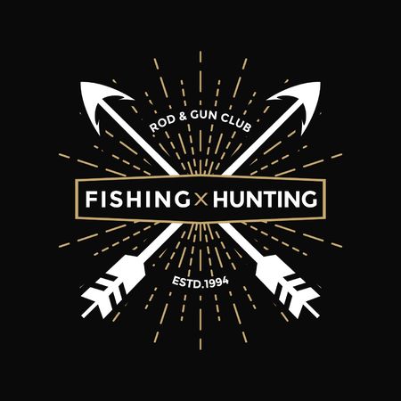 Vintage hunting fishing labelのイラスト素材