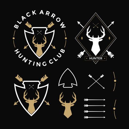 Vintage logo hunting labels badges and design elements setのイラスト素材