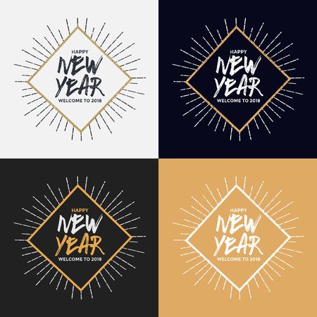 Happy New Year 2018 Lettering Vintage Design Template Collectionsのイラスト素材