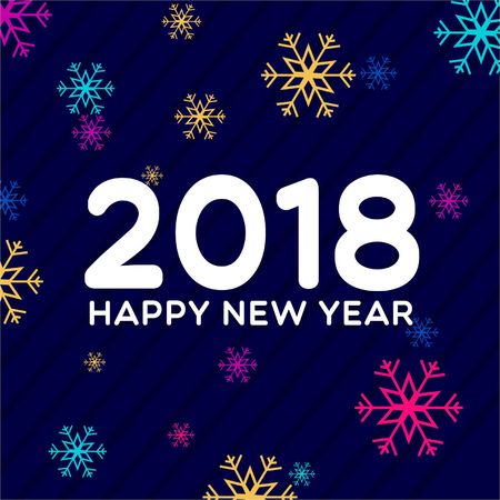 New Year 2018 Colorful Snow Background Vectorのイラスト素材