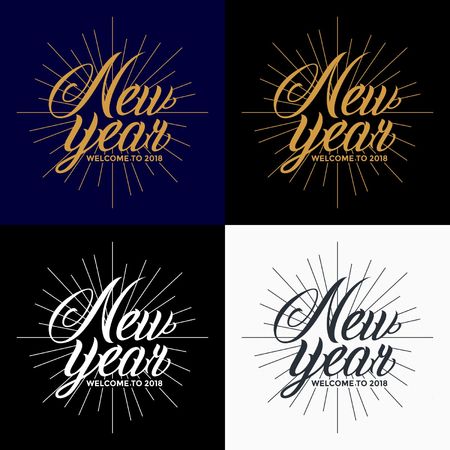 New Year 2018 Vintage Lettering Designのイラスト素材