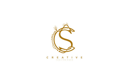 Letter S Floral Monogram Rounded Ornate Elegant Logo Designのイラスト素材