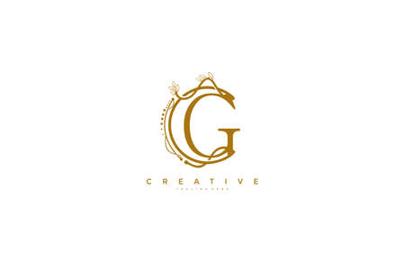 Letter G Floral Monogram Rounded Ornate Elegant Logo Designのイラスト素材