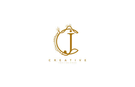 Letter R Floral Monogram Rounded Ornate Elegant Logo Designのイラスト素材
