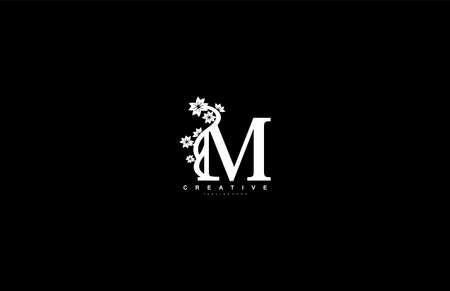 M letter luxury decorative flower ornament monogram logoのイラスト素材
