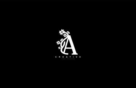 A letter luxury decorative flower ornament monogram logoのイラスト素材